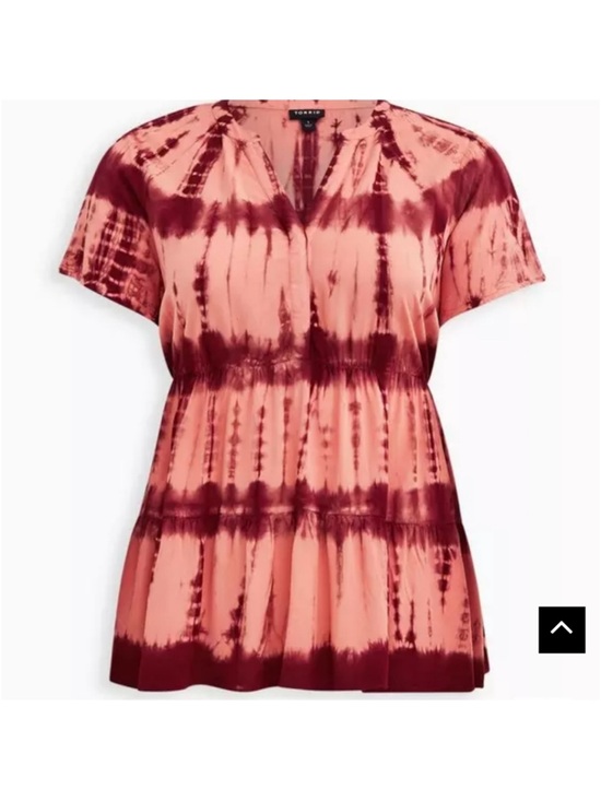 torrid Tops - TORRID Pink Tiered Tie Dye Cap Sleeve Tunic Top Babydoll Y2K